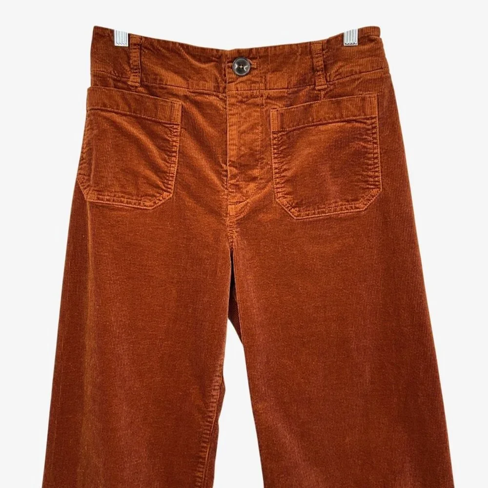 Maeve The Colette Corduroy Pants Womens 29P Orange Cropped Wide Leg Petite - Picture 2 of 10